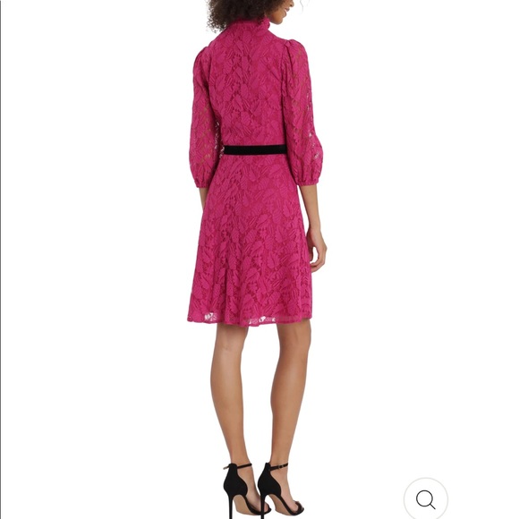 Maggy London Phoebe lace pink fuschia dress with a bow $148 - Picture 3 of 6